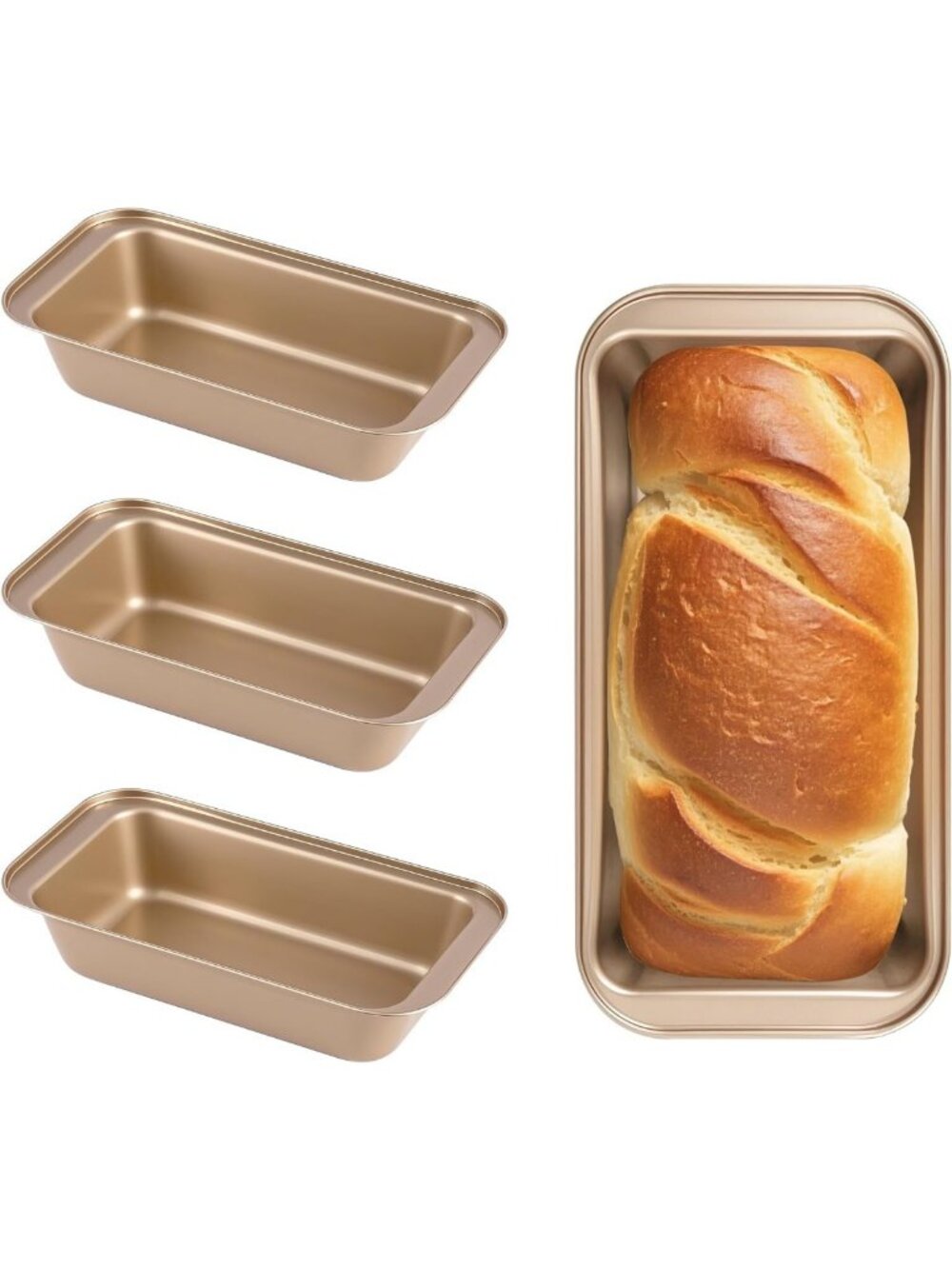 Set of 3 Nonstick 9x5 Inch Loaf Pans - Rust-Resistant Carbon Steel Bakeware